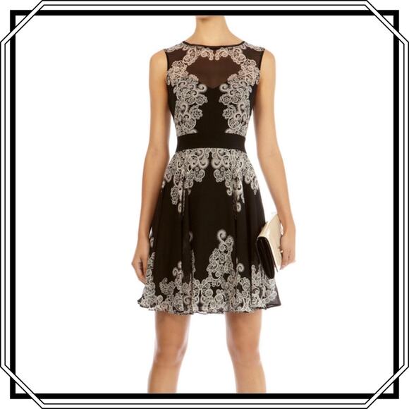 Karen Millen Dresses & Skirts - Karen Millen Black Gray Silk Cocktail Dress Lined Sleeveless Size 8